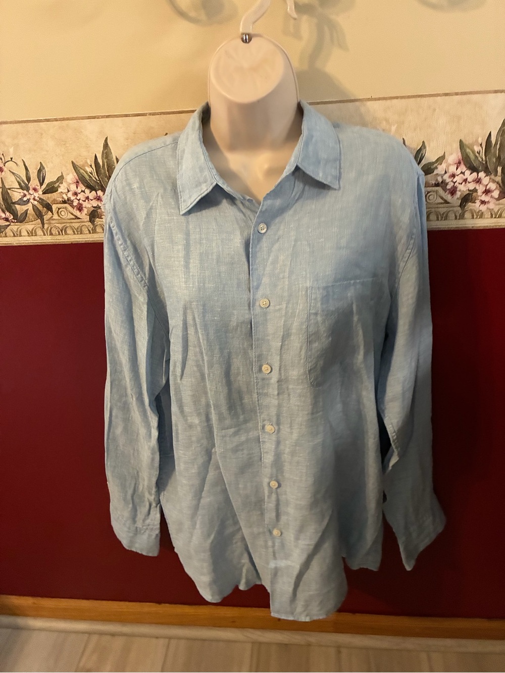 Uniqlo Pale Blue Linen-Blend Button Front Shirt